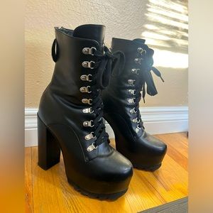 COPY - Killstar Leather Heels with Crescent Moon Zipper